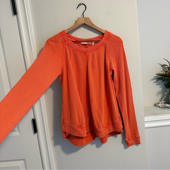 Soft Surroundings Pink Coral Textured Space Dye Cotton Waffle Long Sleeve Medium - Picture 11 of 14